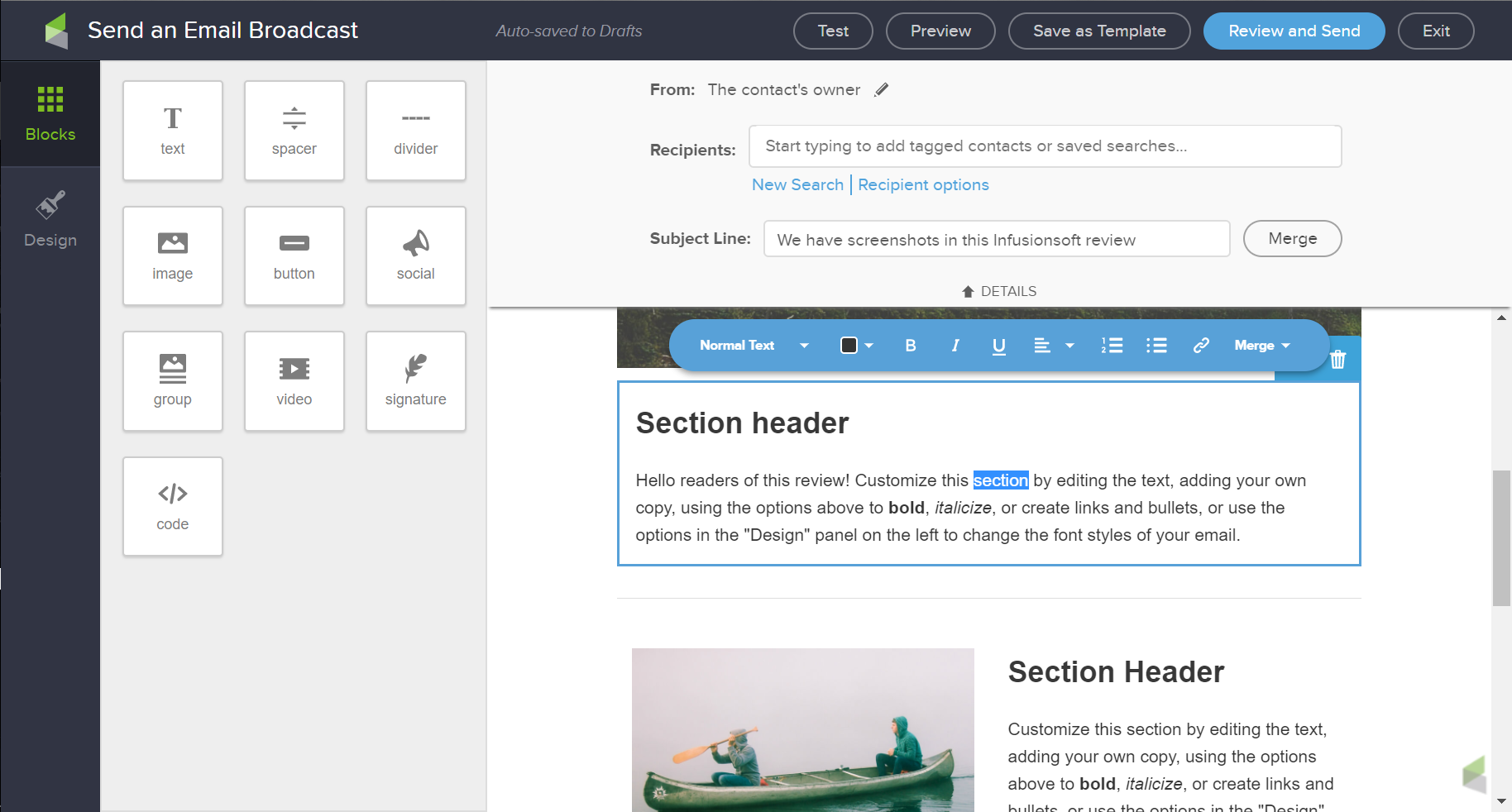email broadcast 2 infusionsoft review just digital