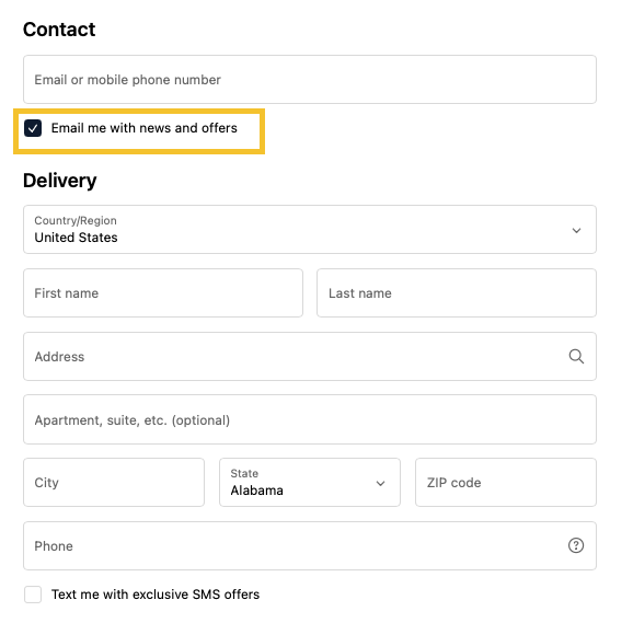 Email Marketing for Ecommerce checkout process